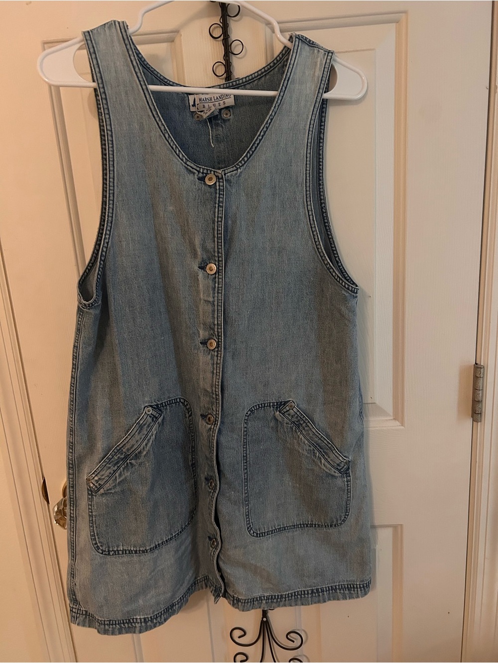 Casual Light Blue Denim Button-Front Dress Vest